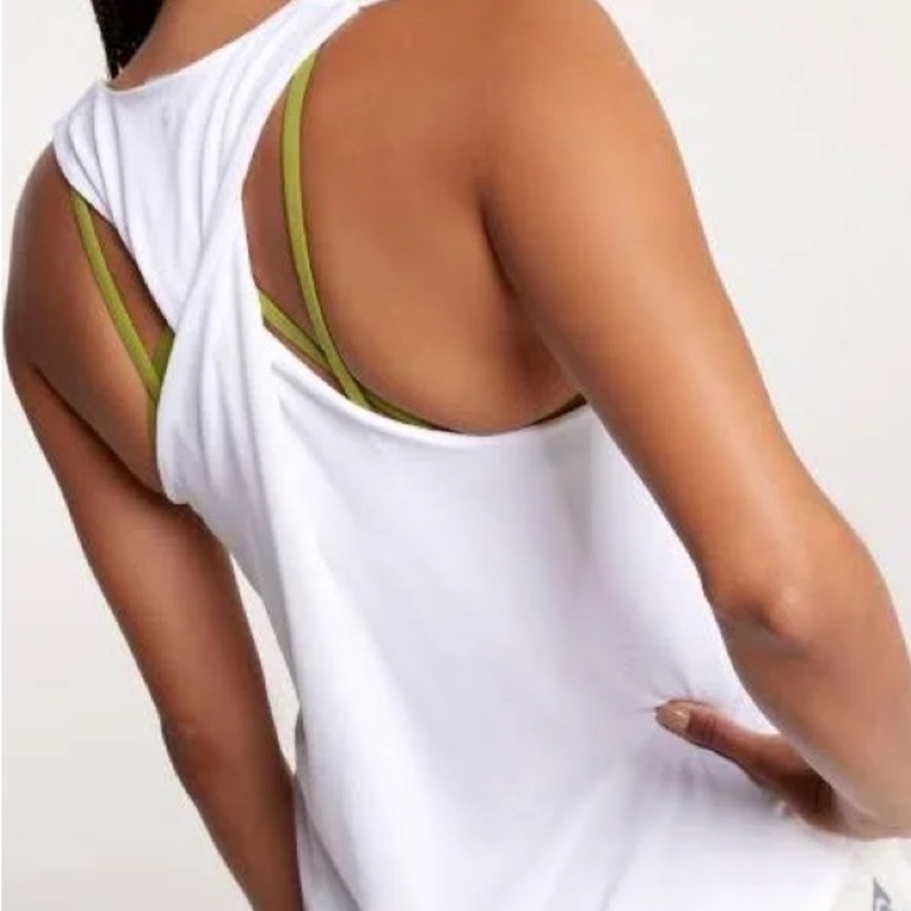 Calia Twisted Back White Tank Top
